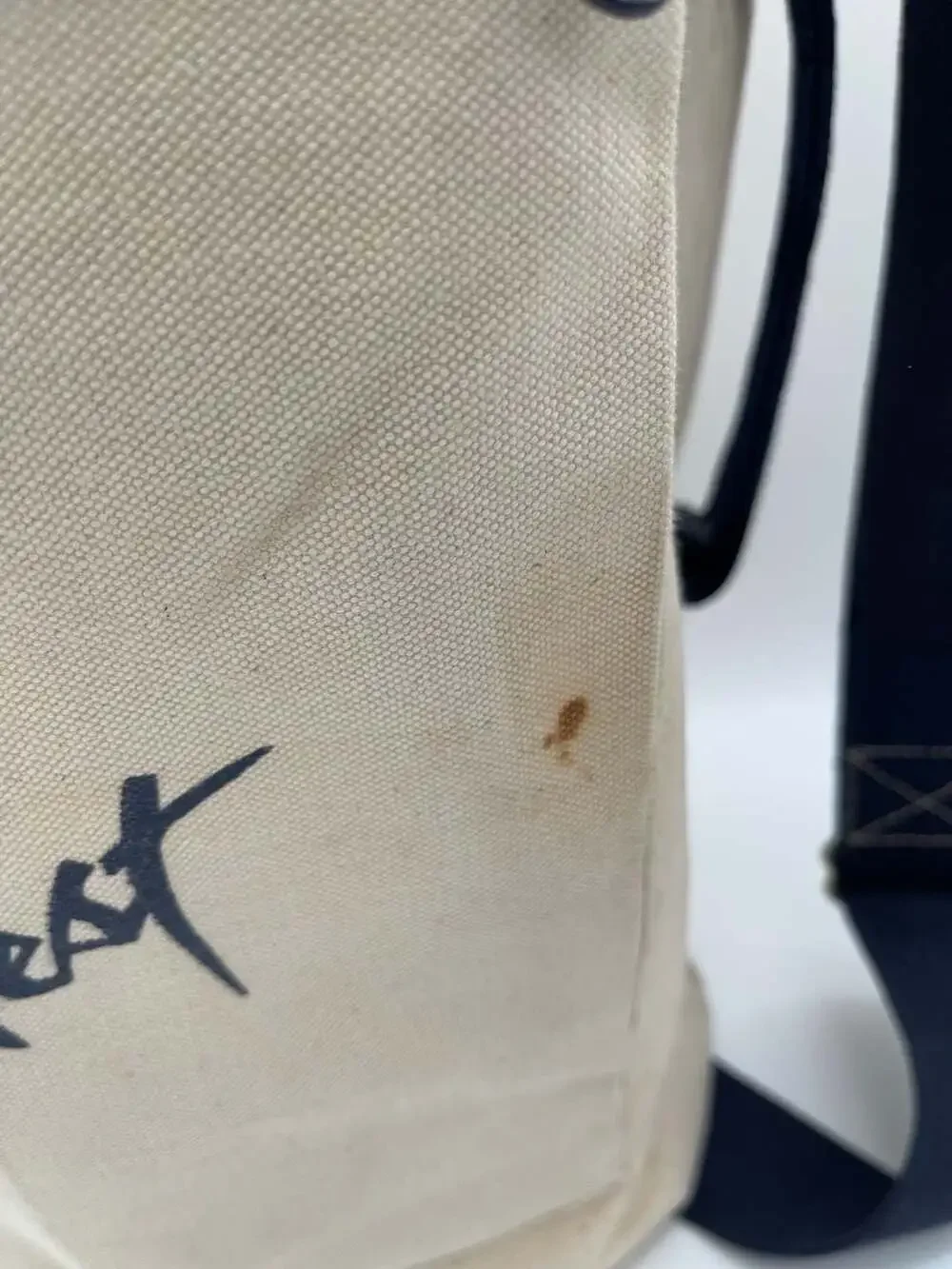 Vintage Key West Canvas Duffle‎ Bag, Cream/Navy Blue, Souvenir Travel Tote